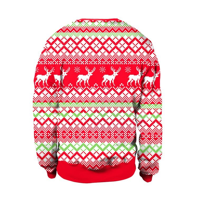 Ugly Christmas Sweater, Santa Elf Print, Pullover
