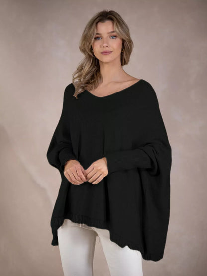 Raw Hem V-Neck Sweater