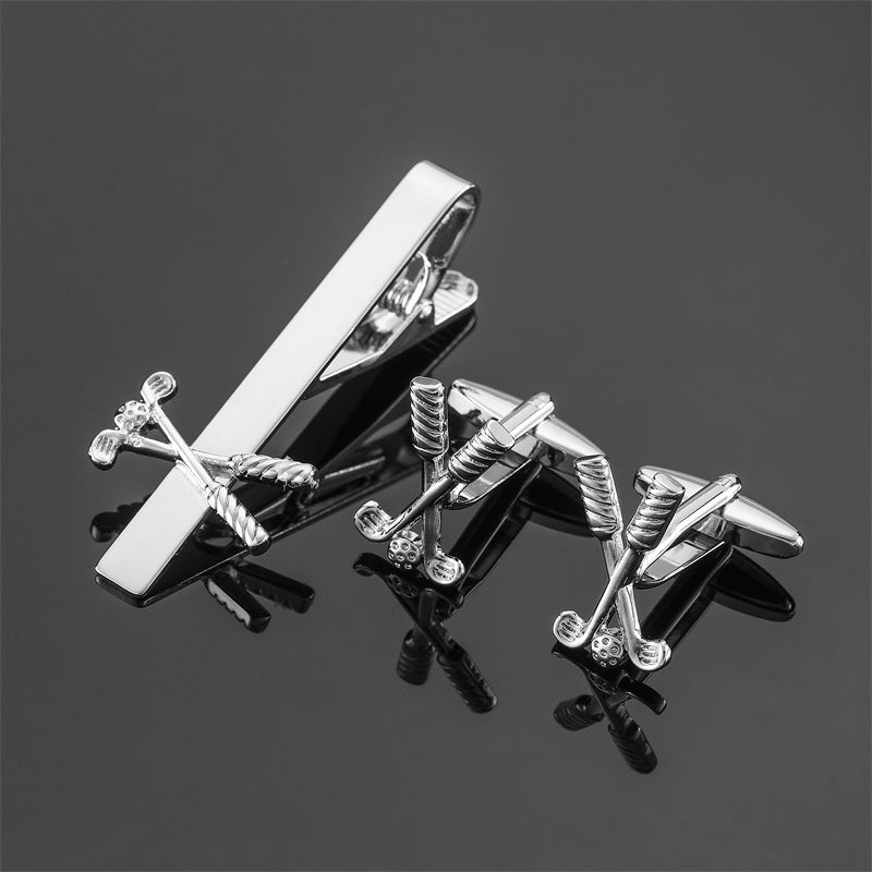 Gold Silver Black Cross Square Brushed Tie Clip