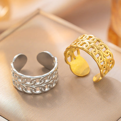 Stainless Steel Adjustable Open Ring For Women