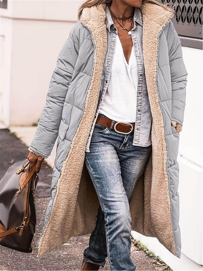 Full Size Zip Up Sherpa Hooded Coat for Women and Plus Size