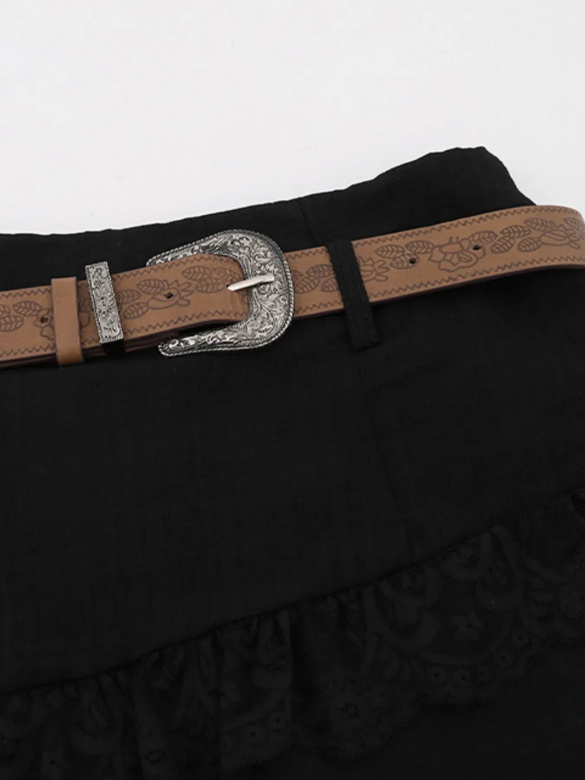 Asymmetrical Lace Ruffle Skirt