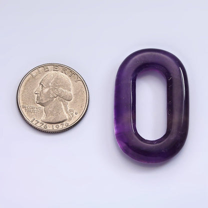 40mm Amethyst Natural Gemstone Open Oblong Rectangular Jewelry Findings | Z-542