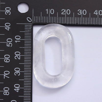 40mm Clear Quartz Natural Gemstone Open Oblong Rectangular Jewelry Findings | Z-550