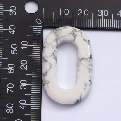 40mm Howlite Natural Gemstone Open Oblong Rectangular Jewelry Findings | Z-545
