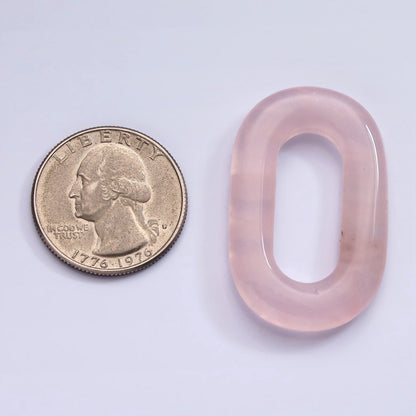40mm Rose Quartz Natural Gemstone Open Oblong Rectangular Jewelry Findings | Z-544