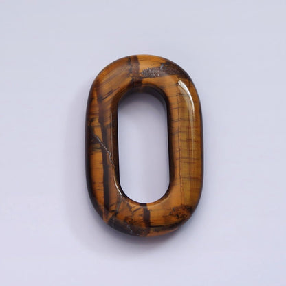 40mm Tiger Eye Natural Gemstone Open Oblong Rectangular Jewelry Findings | Z-548