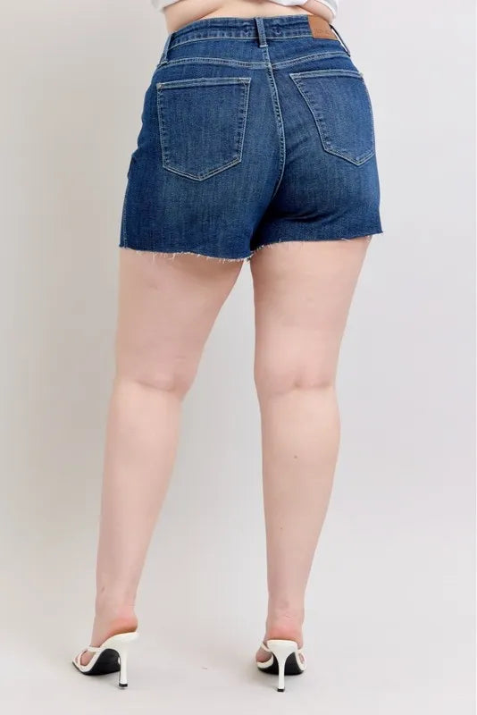 Judy Blue Full Size High Waist Criss-Cross Waistband Denim Shorts Plus Size