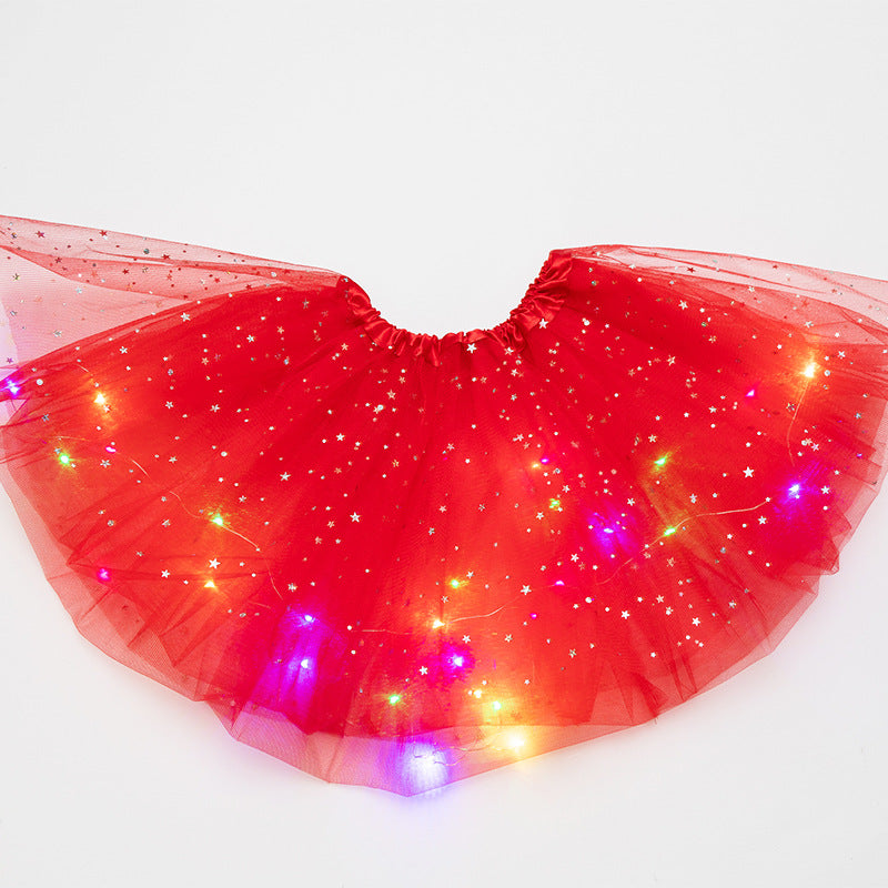 Magical &amp; Luminous  LED Princess Halloween Tutu Skirt Sequins Shiny Skirt
