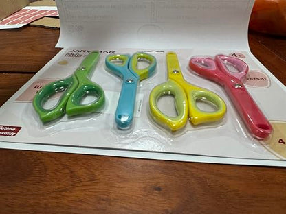 Kids Safety Scissors 4 Pack - 5.5 Inch Blunt Tip School Scissors with Cover for Children Ages 4+