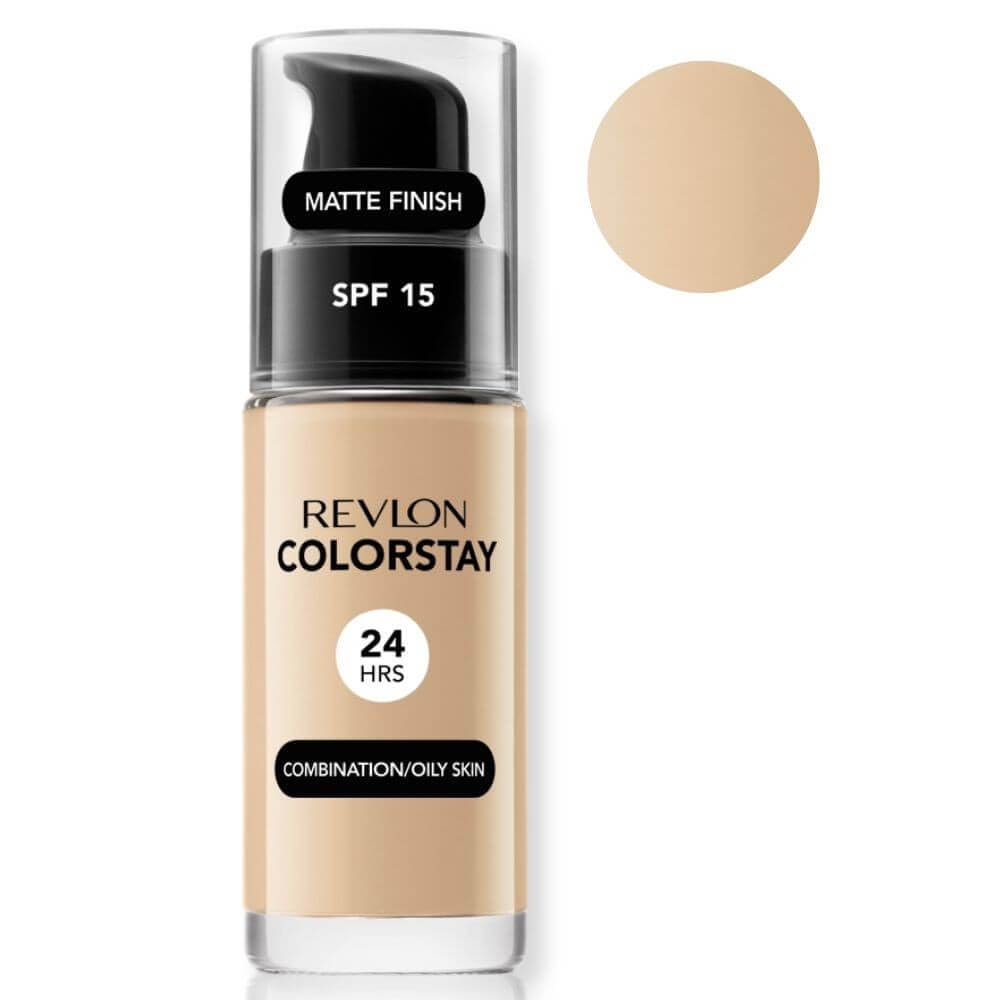Revlon Liquid Foundation, ColorStay Face Makeup for Combination &amp; Oily Skin, SPF 15, Medium-Full Coverage with Matte Finish, 180 Sand Beige, 1 Fl Oz