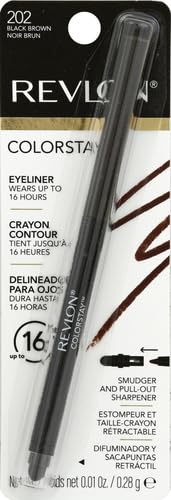 Revlon ColorStay Pencil Waterproof Eyeliner, Smudge-Proof, Eye Makeup with Built-In Sharpener, Long-Lasting, Matte Finish, 201 Black, 2 pack