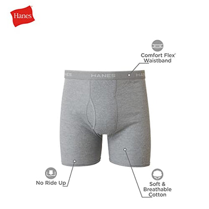 Hanes Men Hanes Boxer Briefs, Cool Dri Moisture-Wicking Underwear, Cotton No-Ride-up for Men, 6 Pack - Striped Assorted, Multi-Packs Available XXL