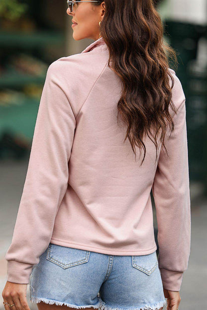 Textured Quarter Zip Long Sleeve Sweatshirt for Women
