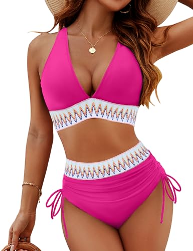 Blooming Jelly -  Bikini Sets Tummy Control Swimsuits Color Block Two Piece Drawstring Bathing Suit