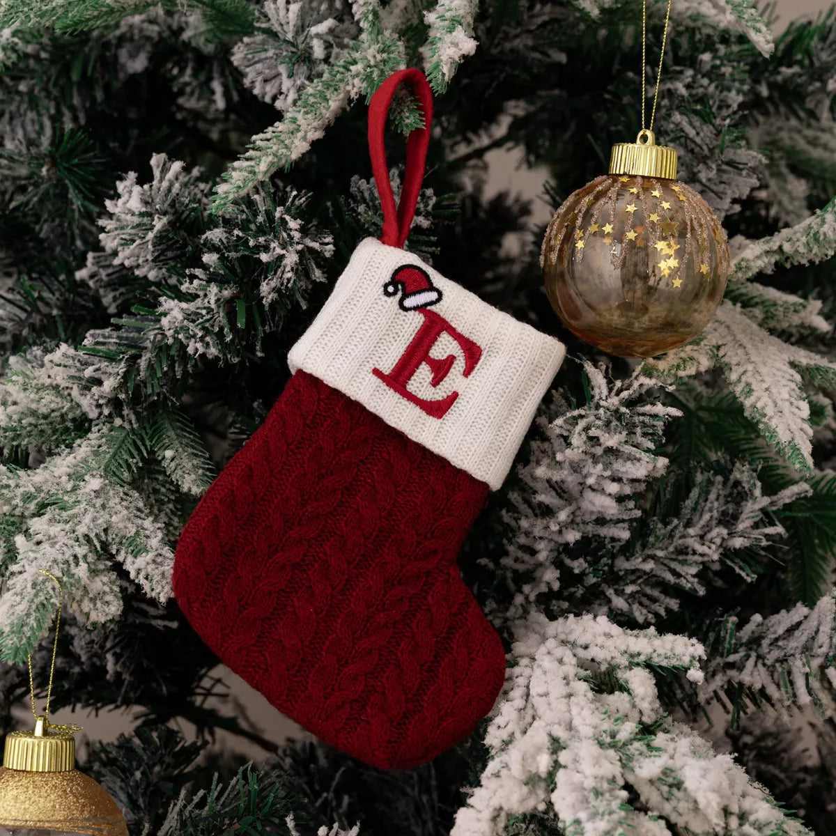 Cable-Knit Contrast Christmas Stockings