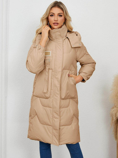 Long Sleeve Longline Hooded Winter Coat for Women