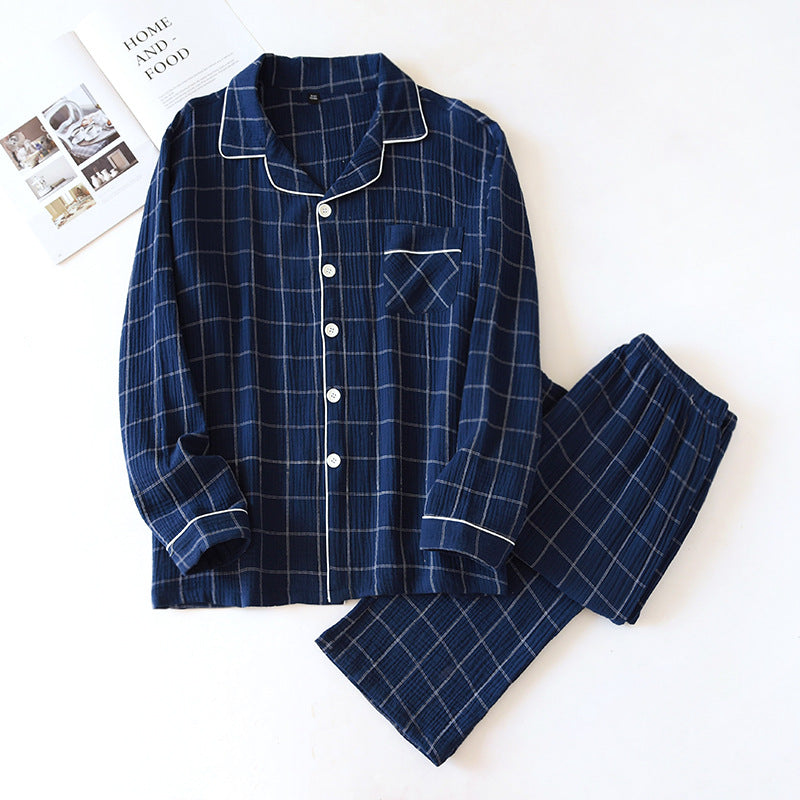 Plaid Long-Sleeved Trousers Cotton Two-Color Home