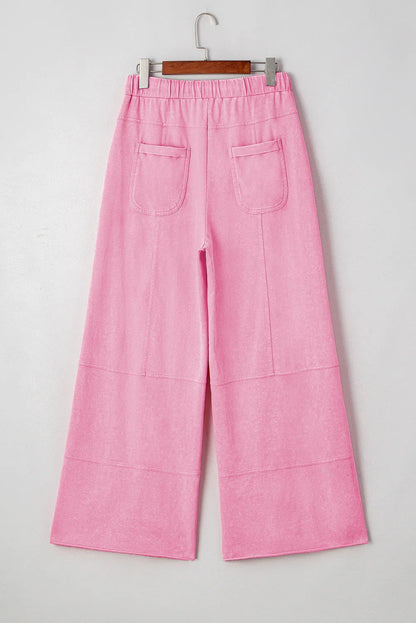 Black Mineral Wash Exposed Seam Wide Leg Cargo Pants