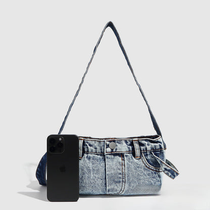 Small shoulder purse denim women&