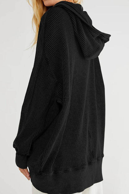 Zip-Up Long Sleeve Jacket with Hood and Pockets for Comfort