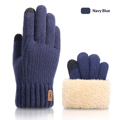 Autumn And Winter Touchscreen Gloves For Men With Fleece Lining
