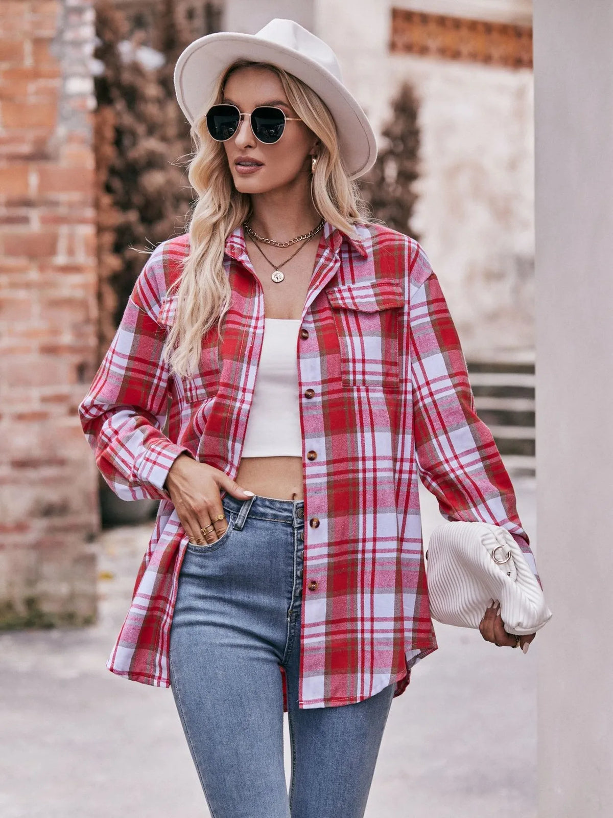 Plaid Button-Down Long Sleeve Shirt