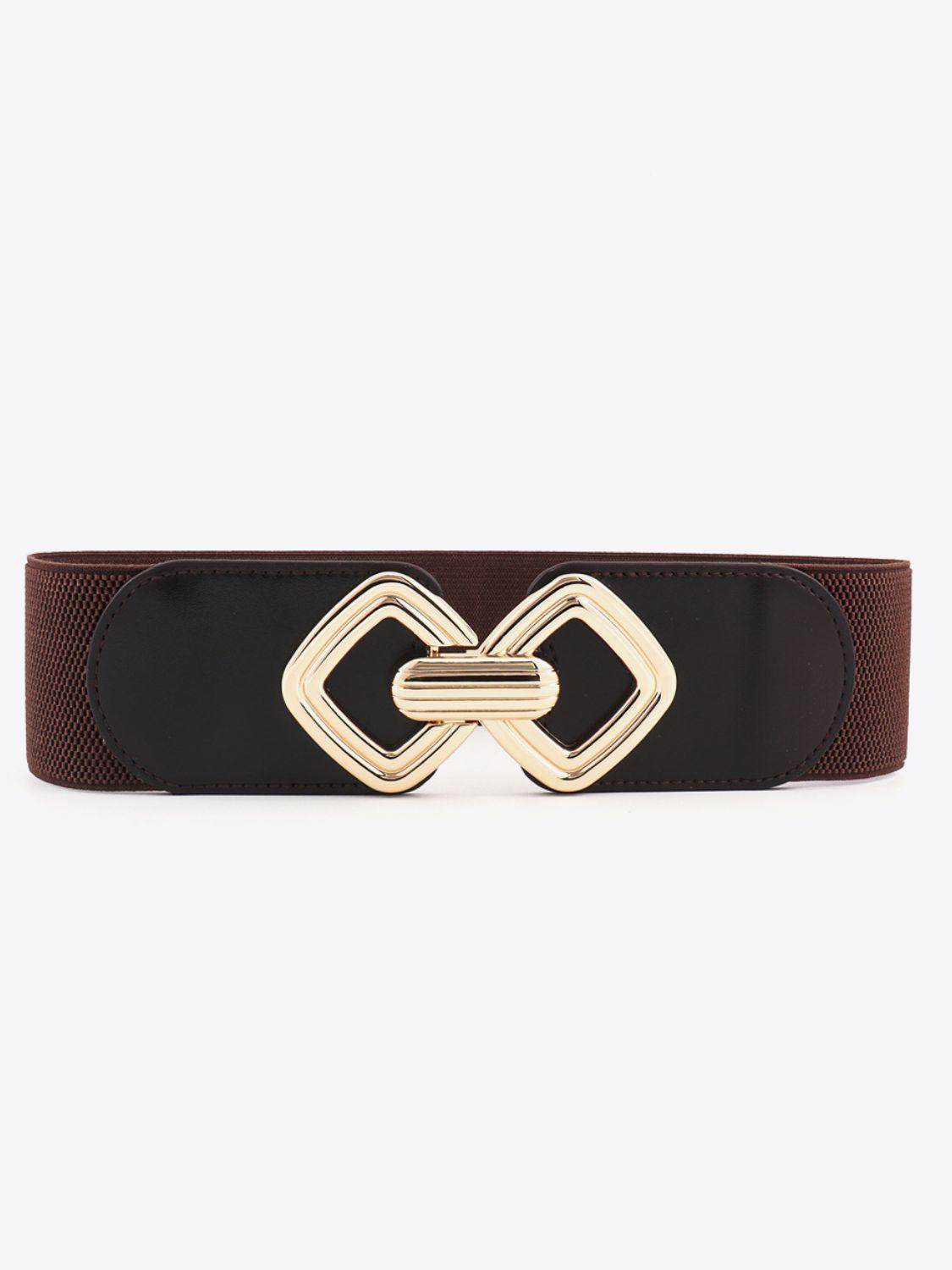 Geometric Buckle Elastic Wide Belt for Stylish Comfort