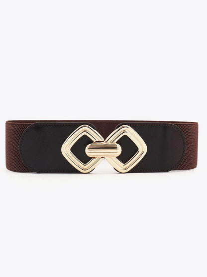 Geometric Buckle Elastic Wide Belt for Stylish Comfort