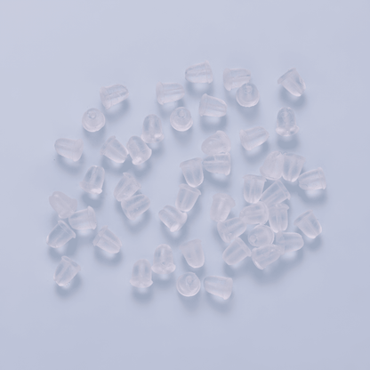 4.3mm x 3.5mm Clear Soft Silicone Rubber Earring Post Backings Set | Findings-00211