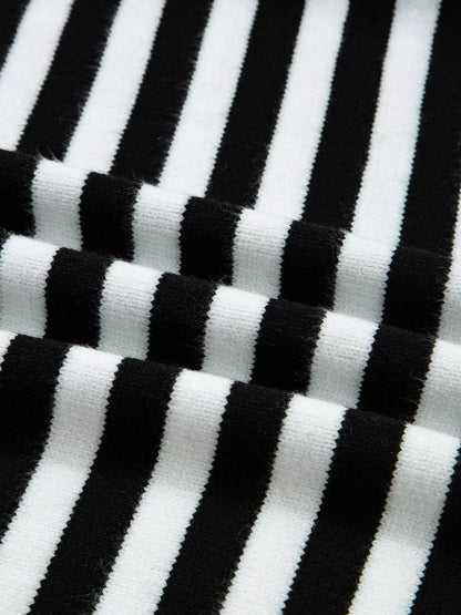 Striped Panels Colorblock Sleeve Sweater