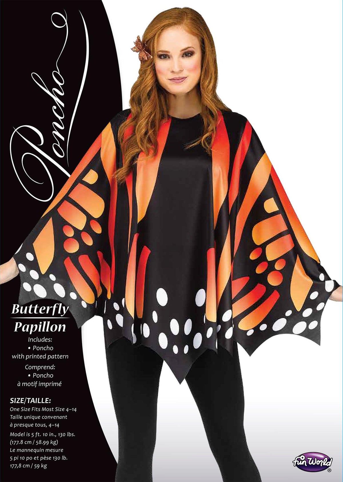 Monarch Butterfly Orange Poncho Women&