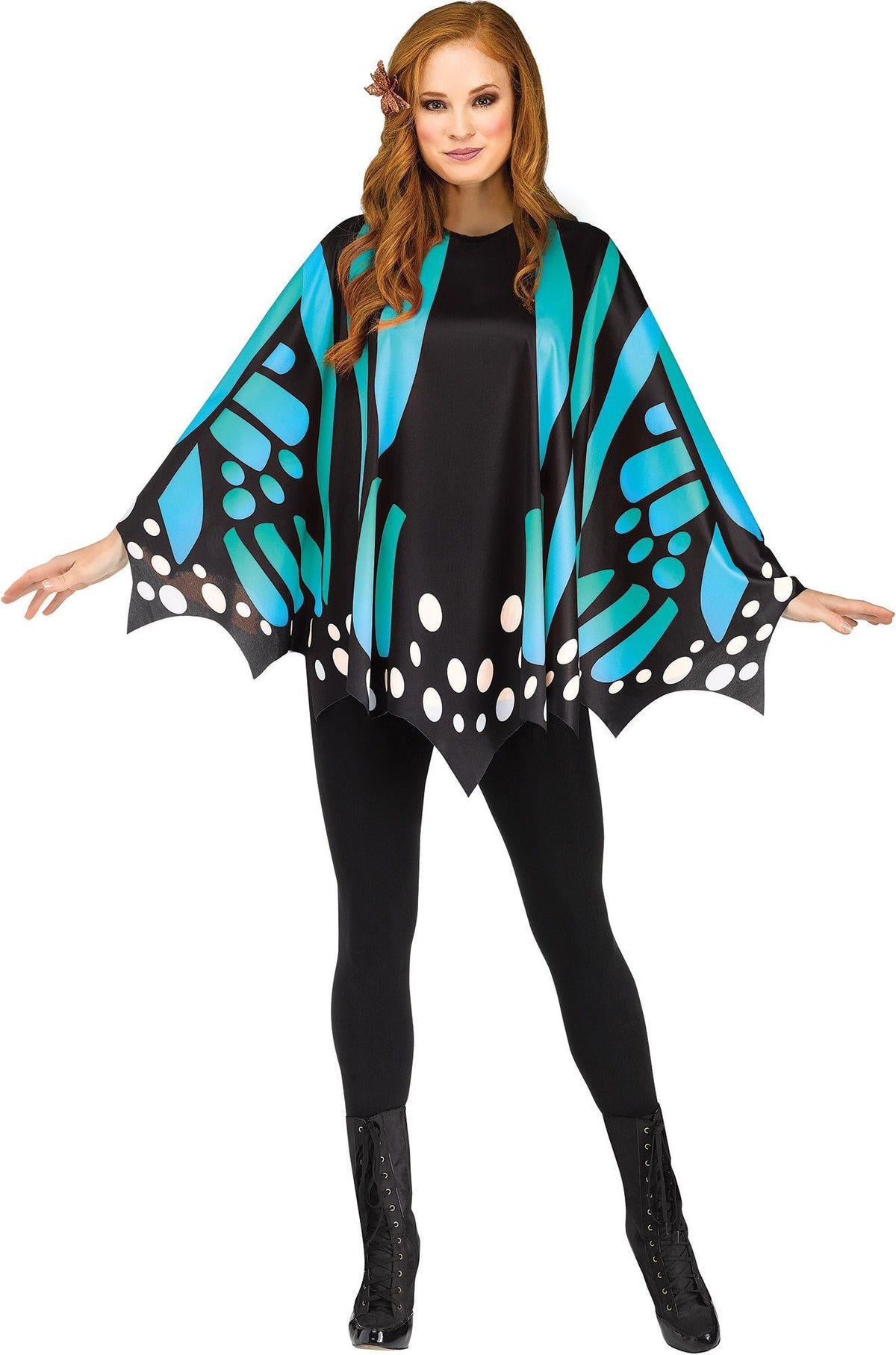 Teal Butterfly Poncho Women&