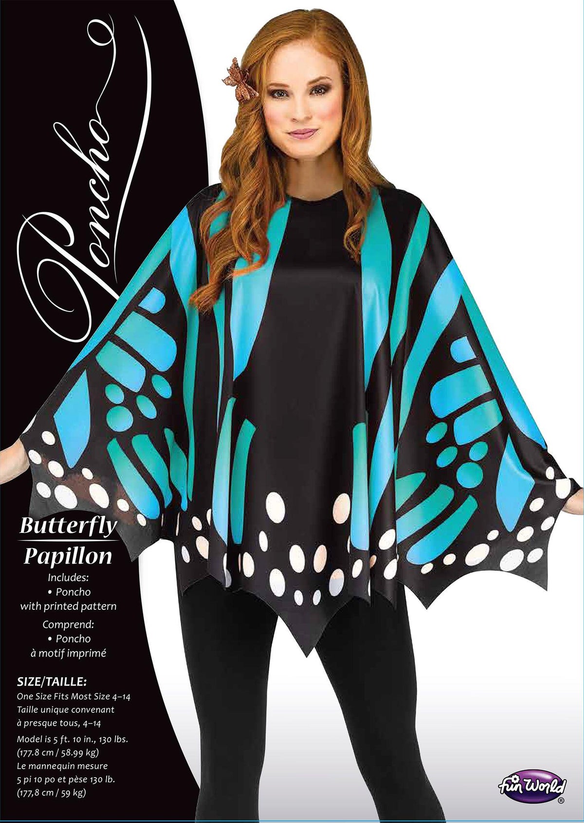 Teal Butterfly Poncho Women&