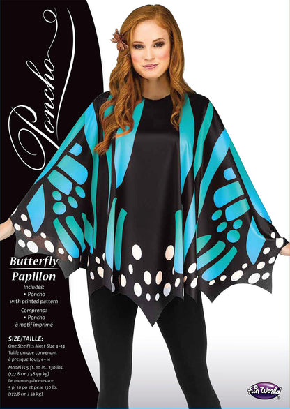 Teal Butterfly Poncho Women&