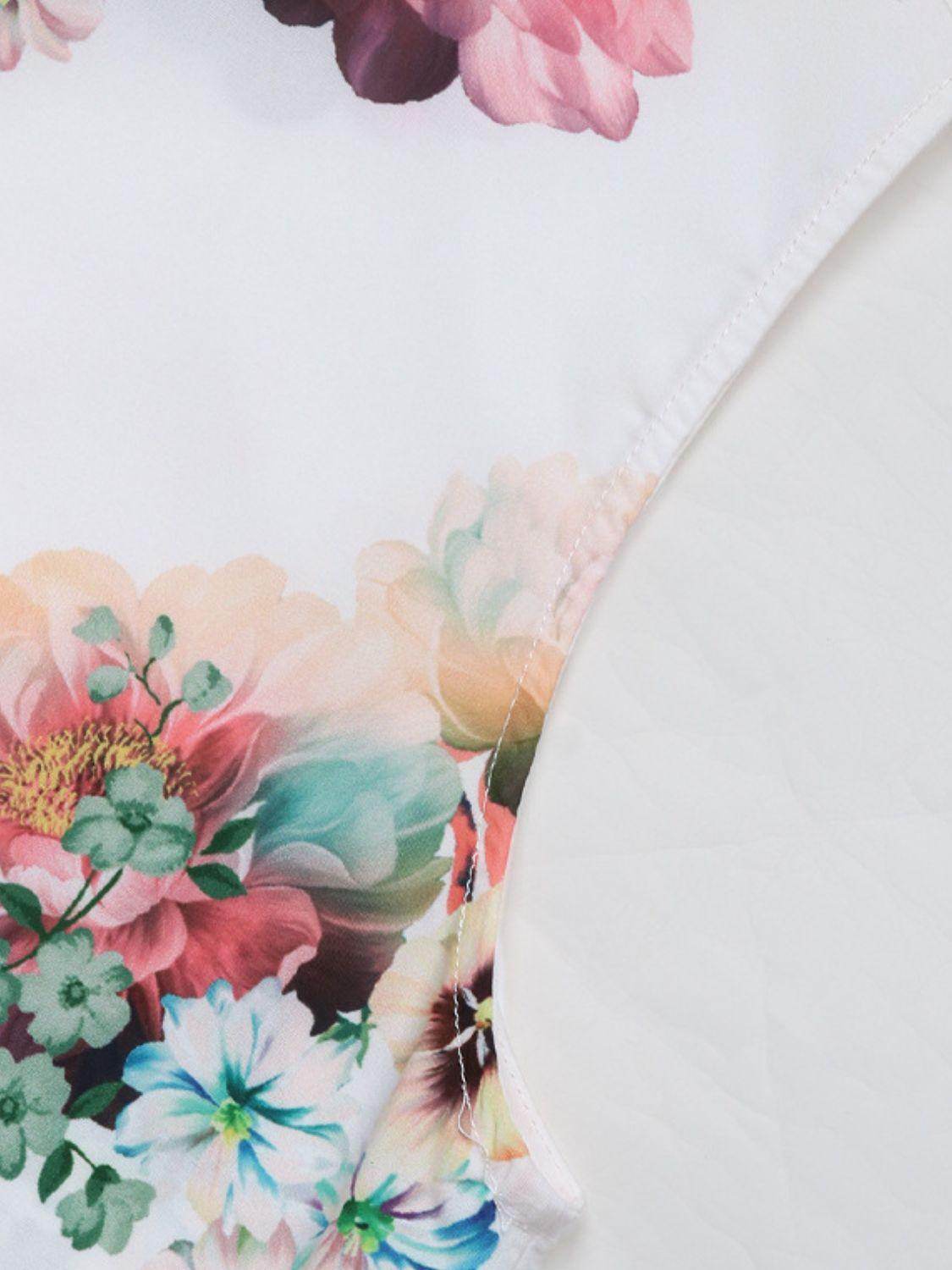 Tied Flower Printed Mock Neck Top for Women - Stylish Design