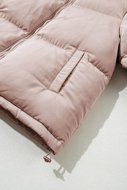 Turtleneck Zip Up Long Sleeve Winter Coat for Women