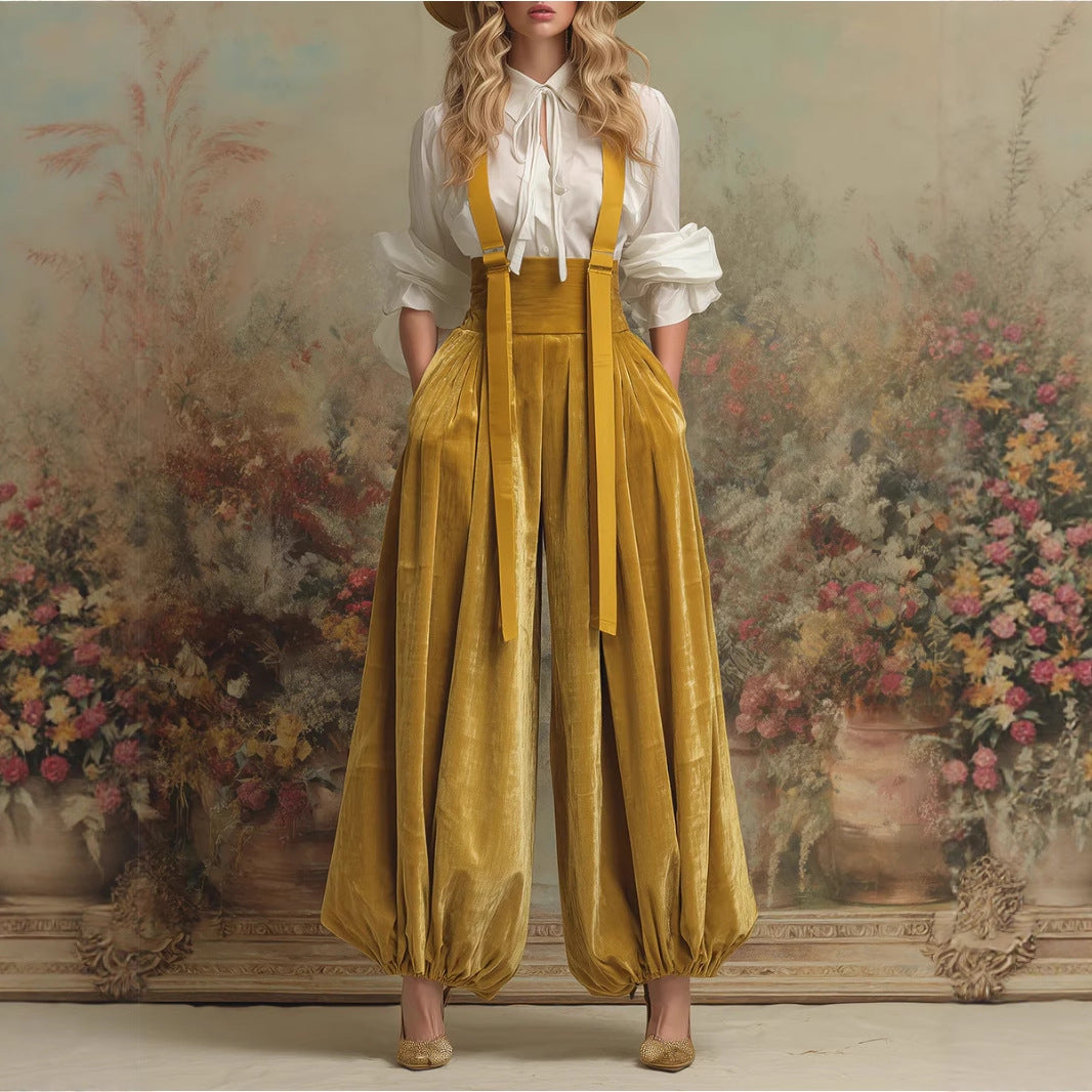 Stylish  Relaxed-fit Velvet Workwear Jumpsuit