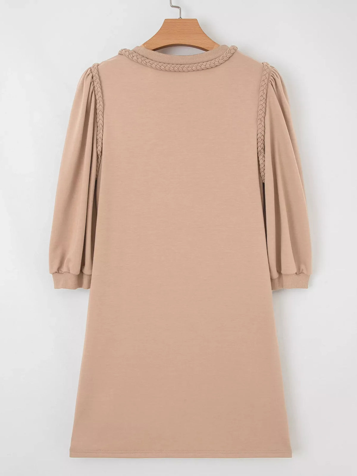 Braided Trim Puff Sleeve Dress