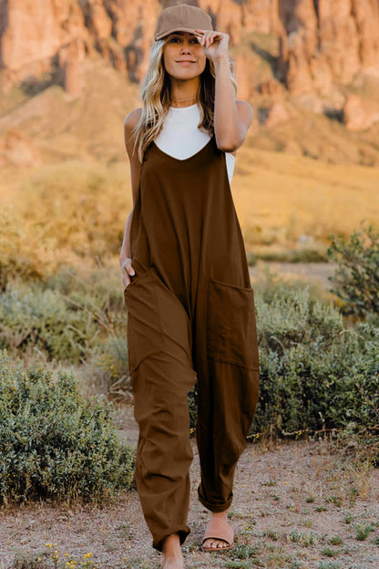 Sleeveless V-Neck Jumpsuit with Pockets