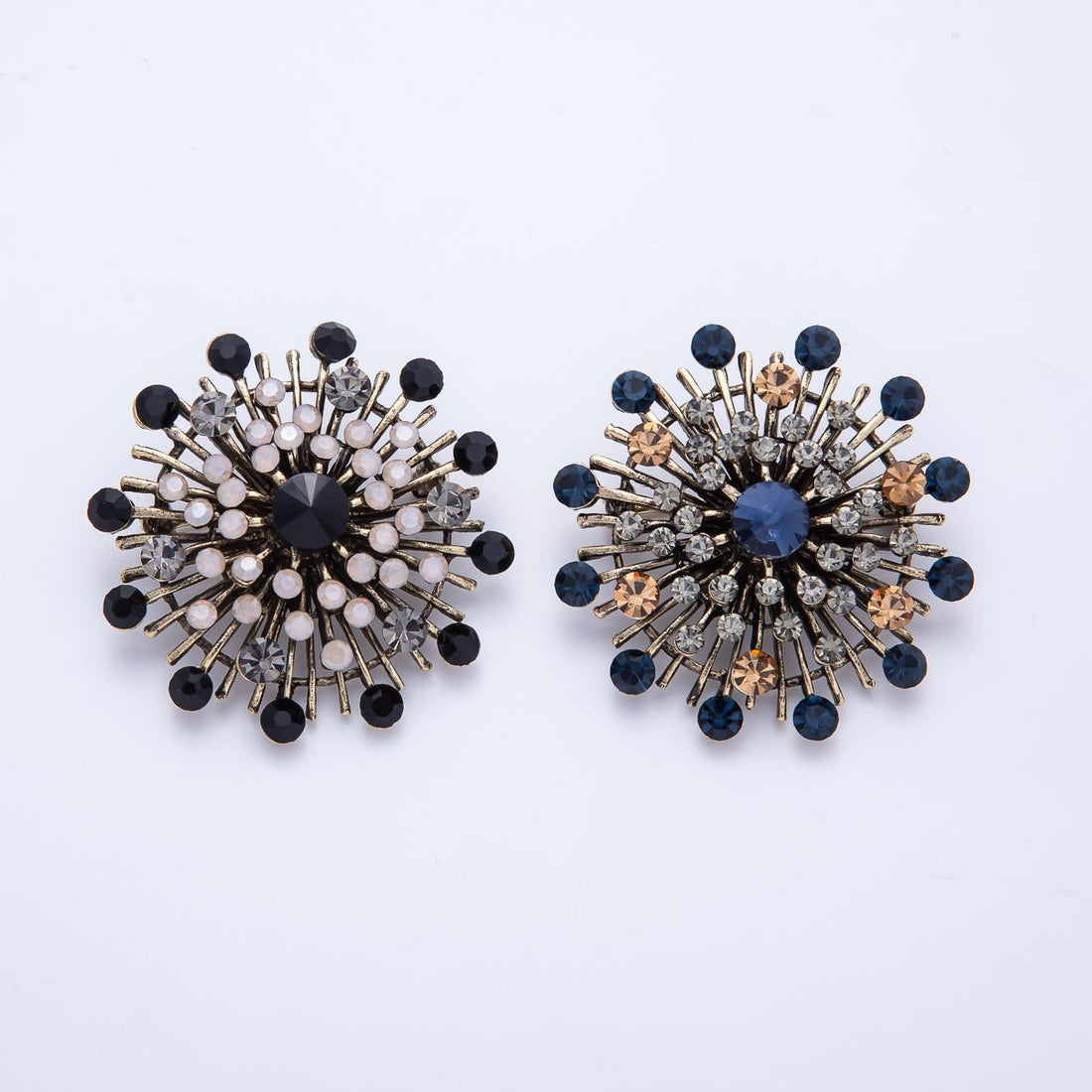 45mm Blue, Black Vintage Antique Sunburst Celestial Brooch Pin | BH-025 BH-026
