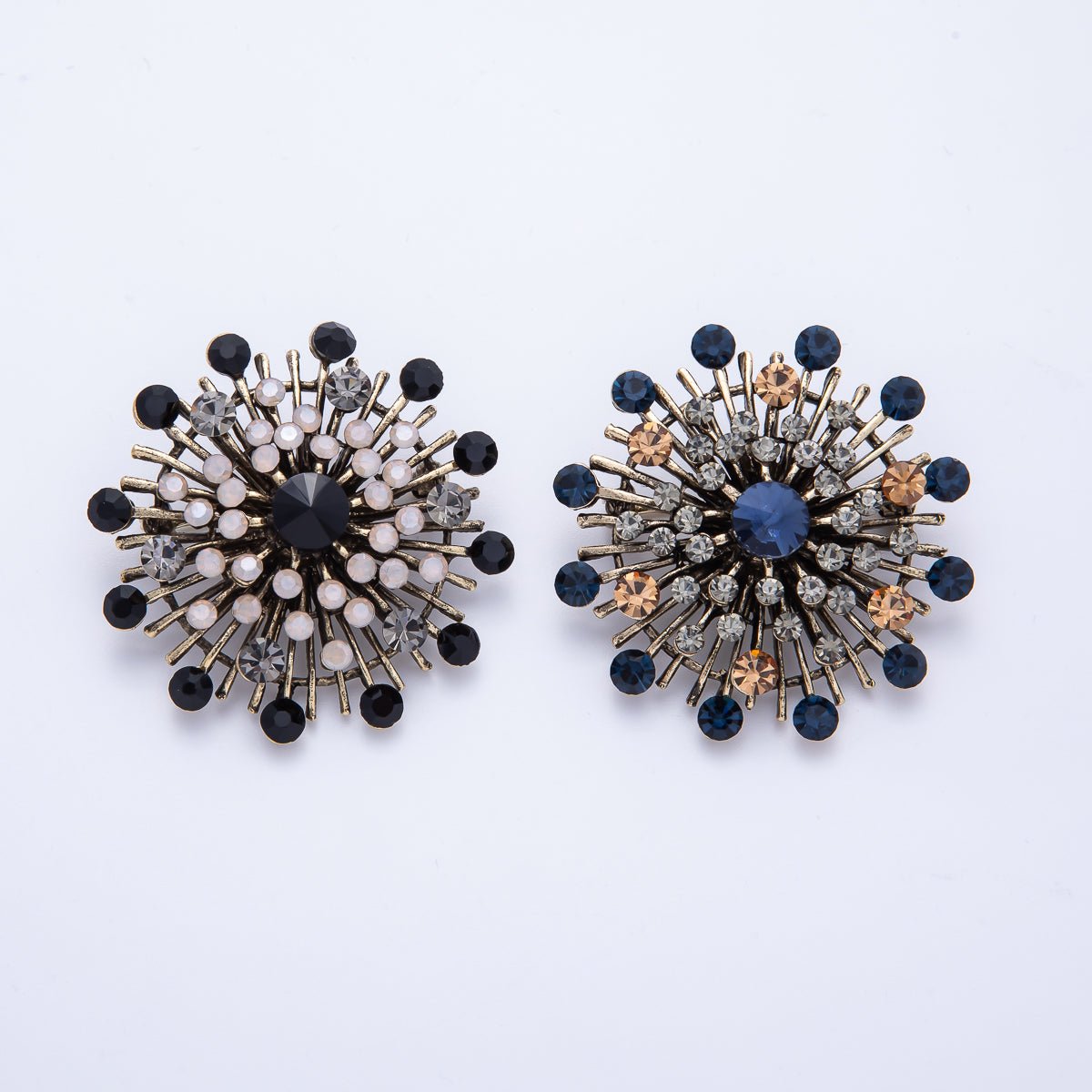 45mm Blue, Black Vintage Antique Sunburst Celestial Brooch Pin | BH-025 BH-026