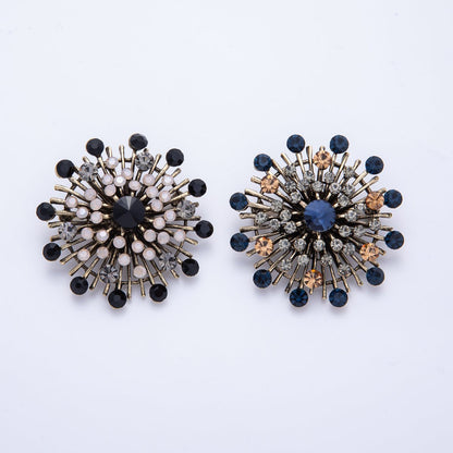 45mm Blue, Black Vintage Antique Sunburst Celestial Brooch Pin | BH-025 BH-026
