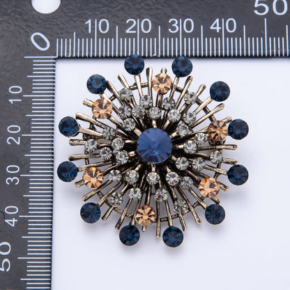 45mm Blue, Black Vintage Antique Sunburst Celestial Brooch Pin | BH-025 BH-026