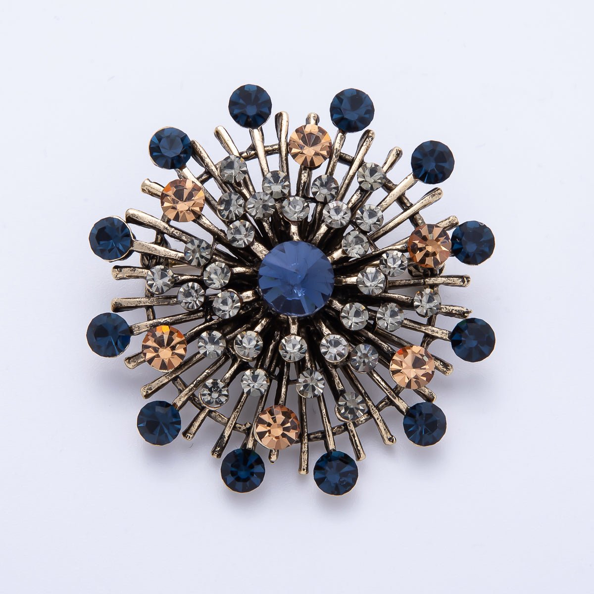 45mm Blue, Black Vintage Antique Sunburst Celestial Brooch Pin | BH-025 BH-026