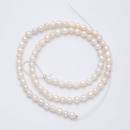 4.5mm Off White Button Round Freshwater Pearl Strand Finding | WA-04263