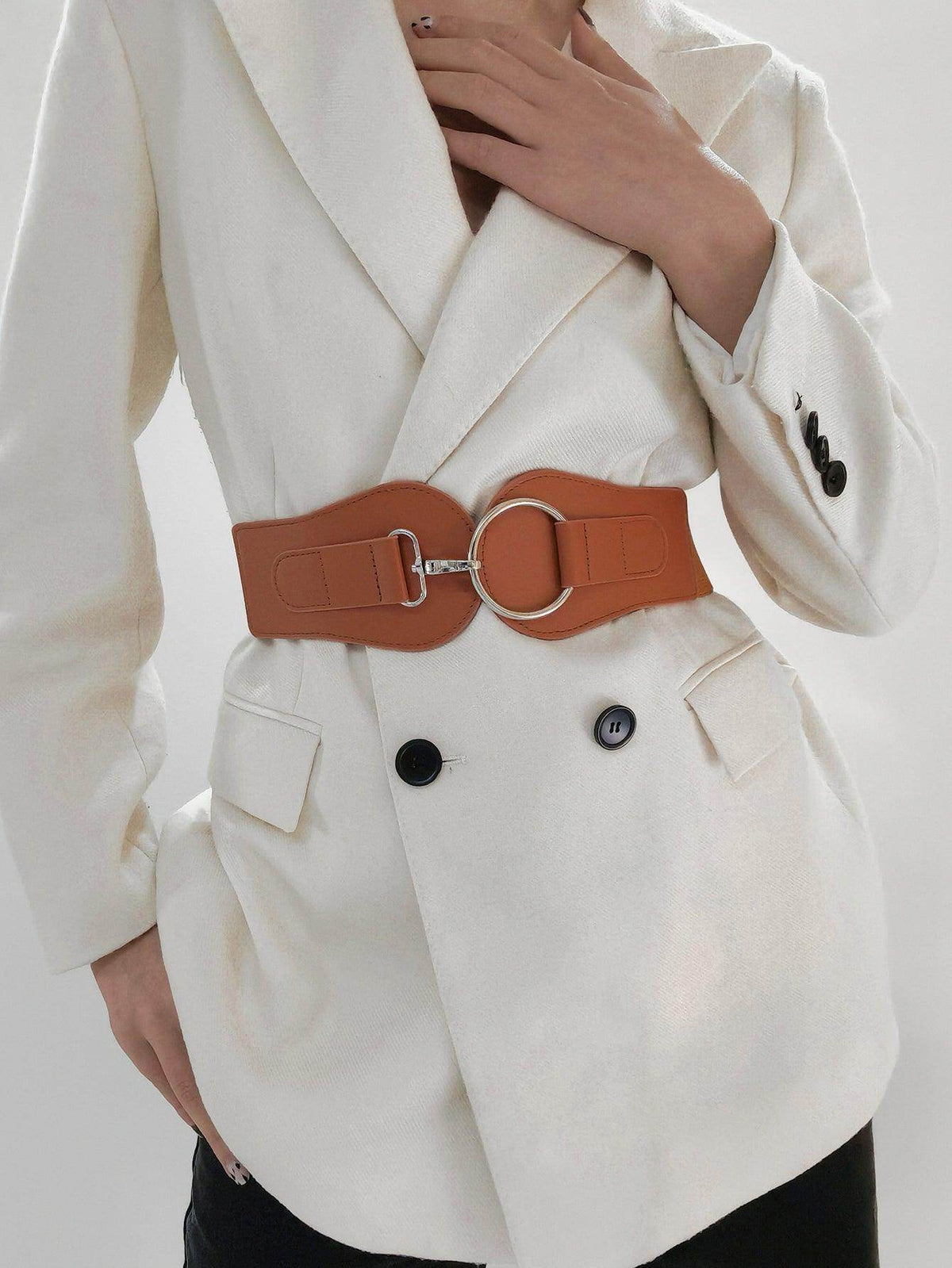 PU Elastic Wide Belt for Comfortable Fashion Fit