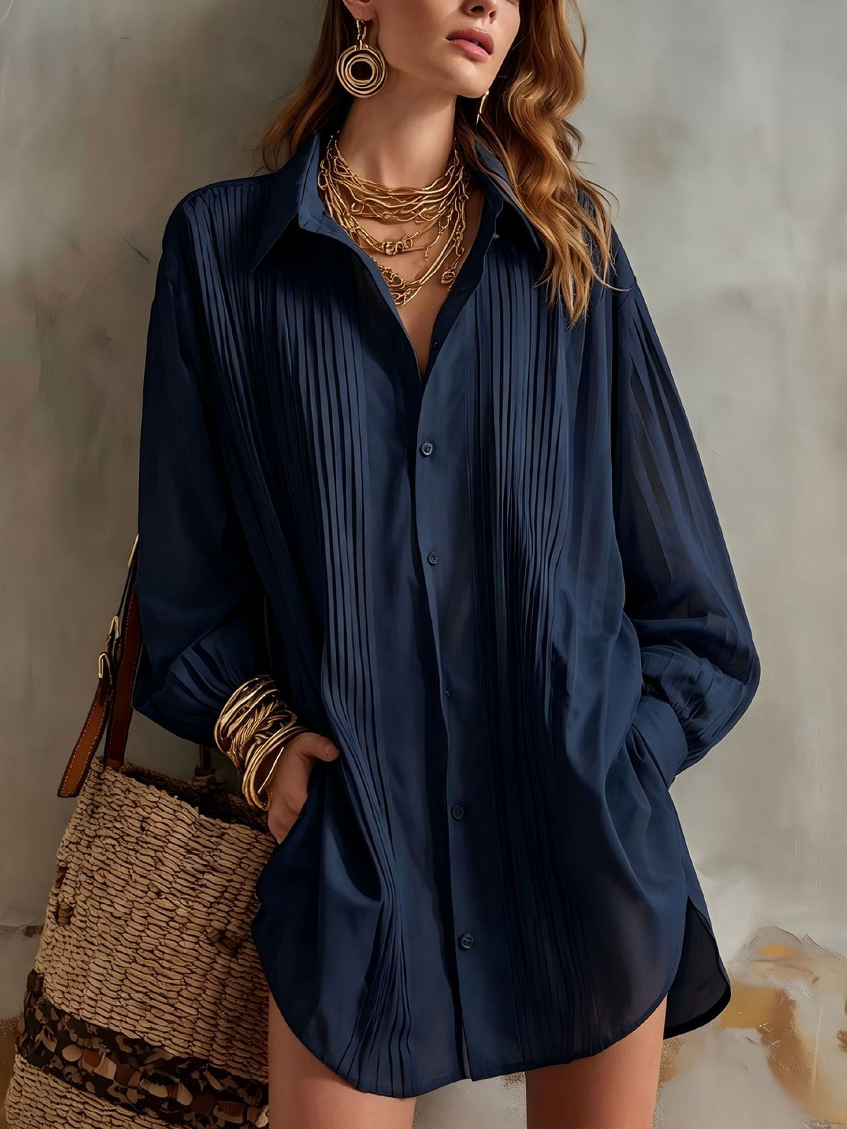 Simple Elegant Loose-fit Draping Versatile Top