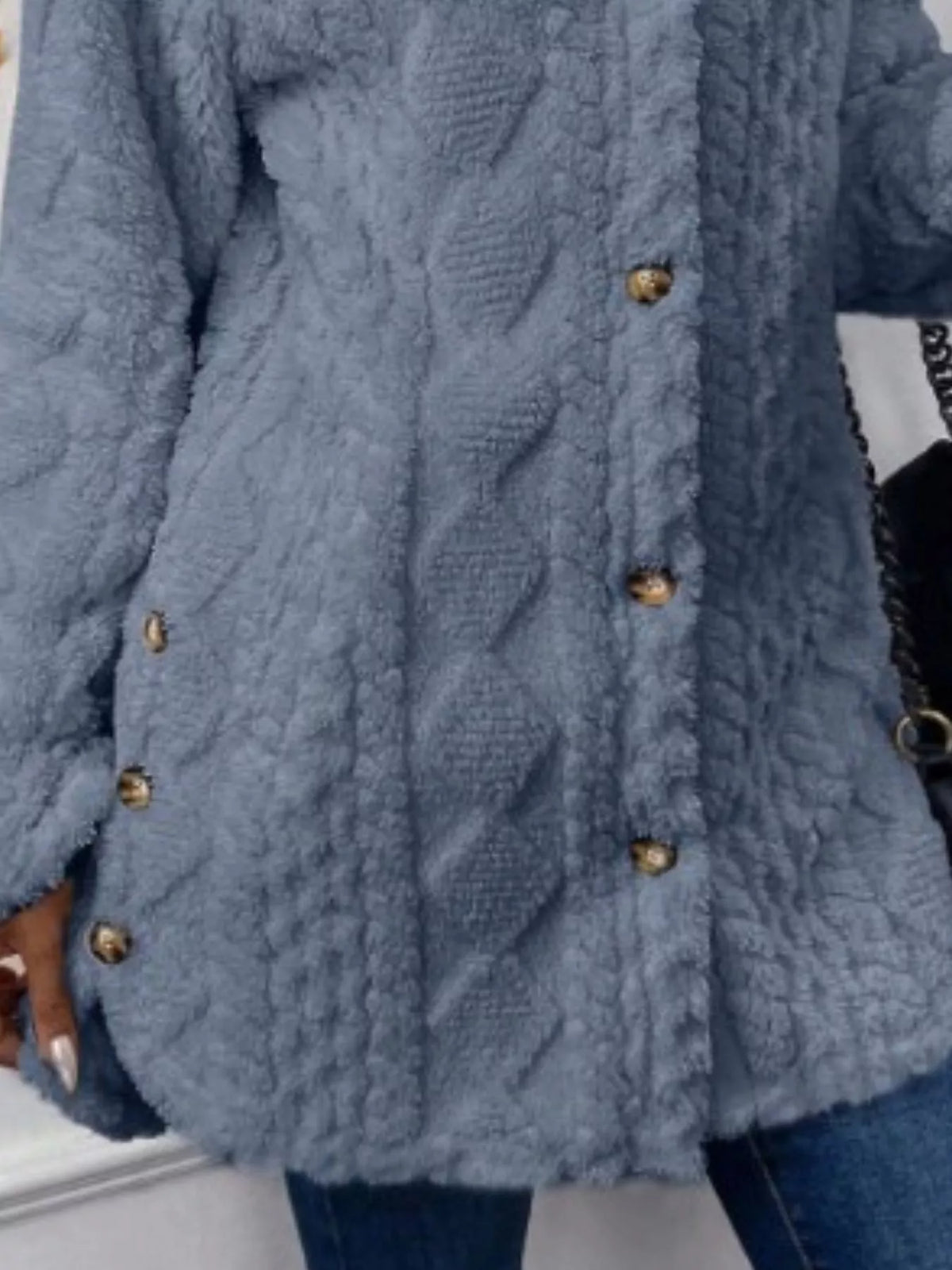 Full Size Button-Down Hooded Outerwear Plus Size
