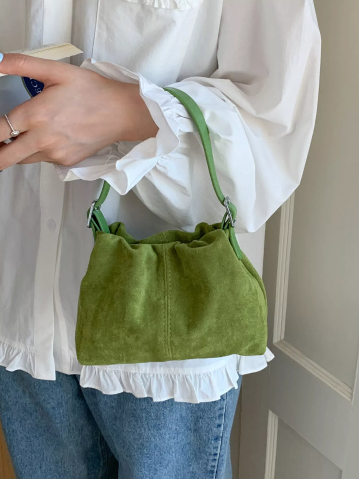 Suede Adjustable Strap Crossbody Bag